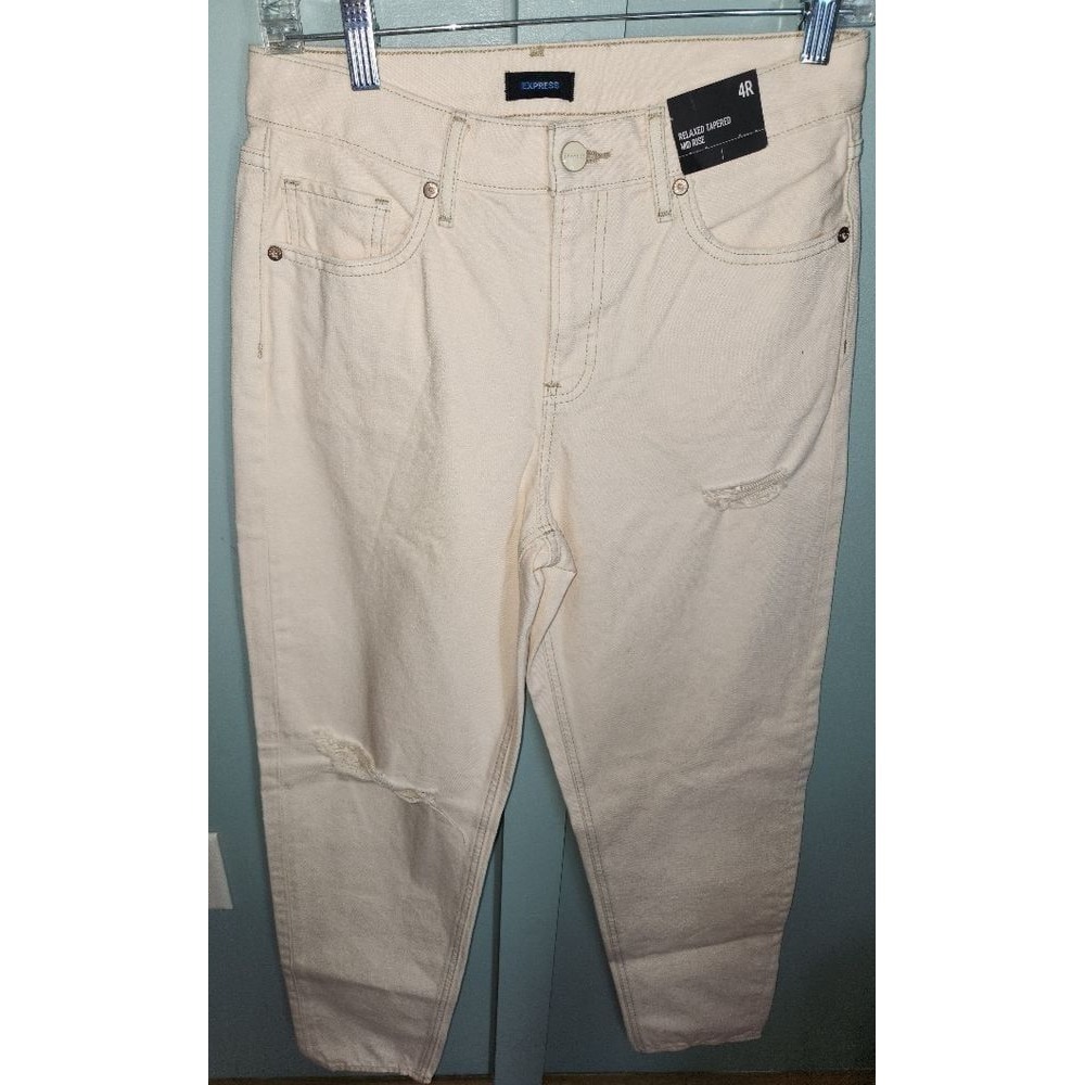 EXPRESS Relaxed‎ Tapered MD Rise Distressed Denim Jeans Size 4R